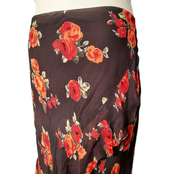 Y2K Floral Maxi Skirt Womens Size XL Brown Boho Hippie Fairy Whimsigoth Romantic - Picture 5 of 8